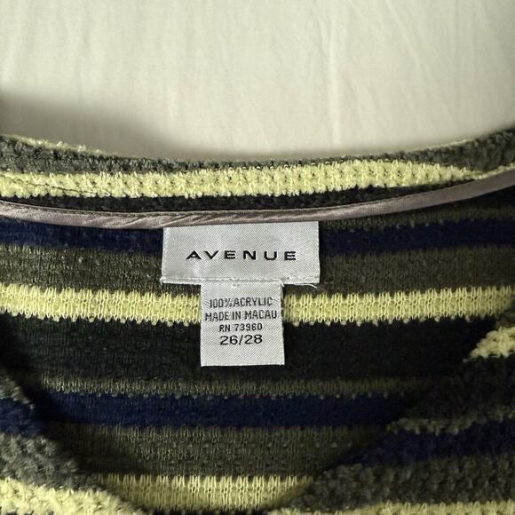 Vintage 90s Chenille Knit Sweater Plus 3X Striped Grunge Boxy Skater Masculine - Picture 6 of 10